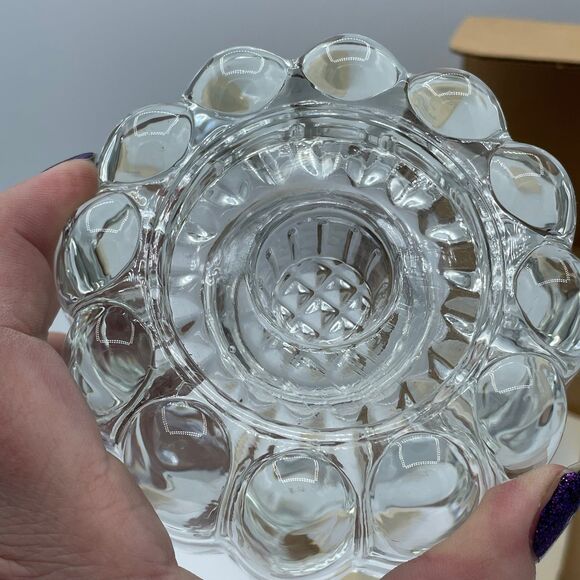 BNIB Princess House Bubble Glass 0486 Vintage Candle Holders Clear Glass Crystal - Picture 6 of 9